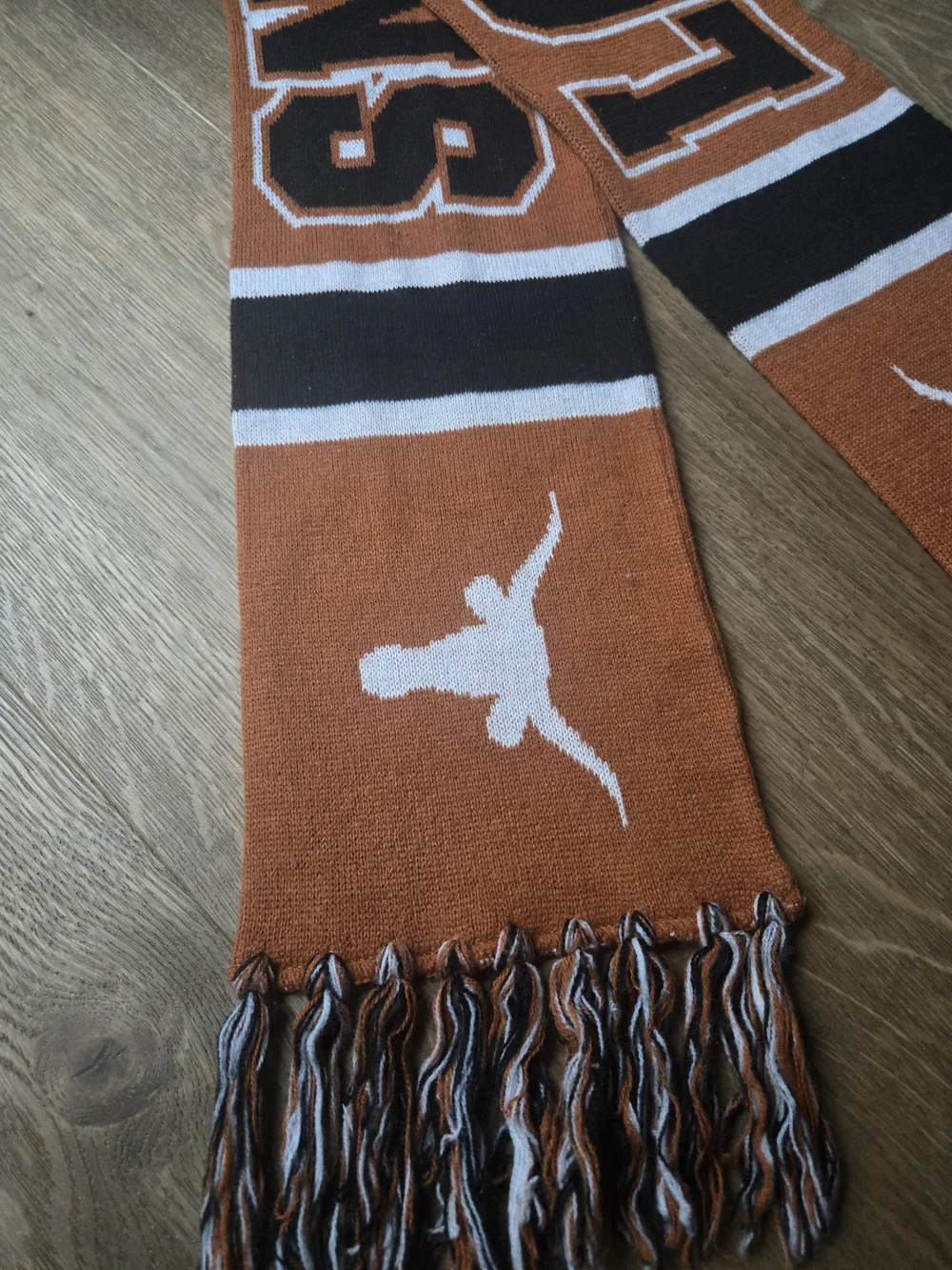 Burnt Orange & White Fan Knit Scarf